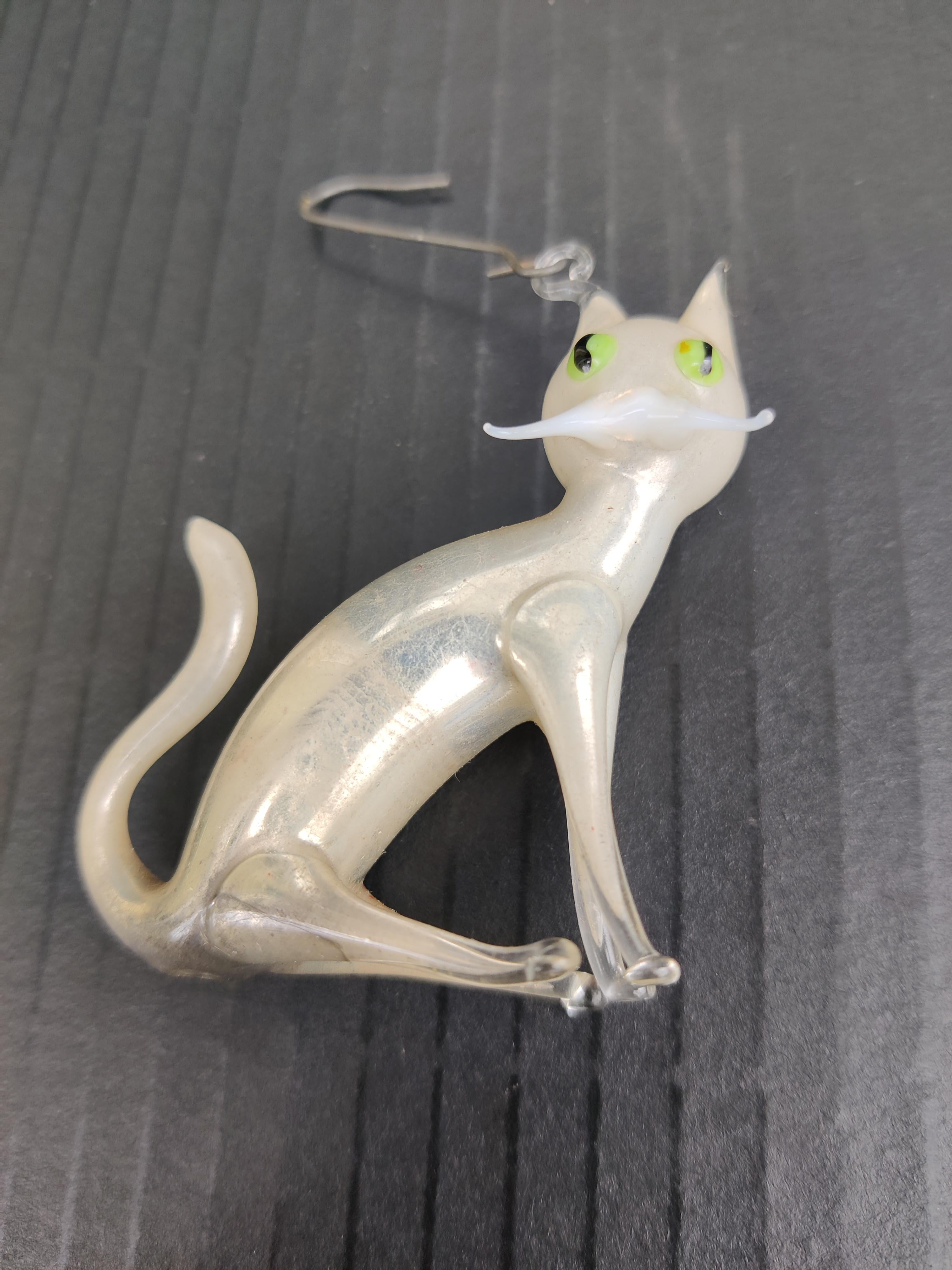 19th Century Cat German Blown-Glass Ornament For Sale
