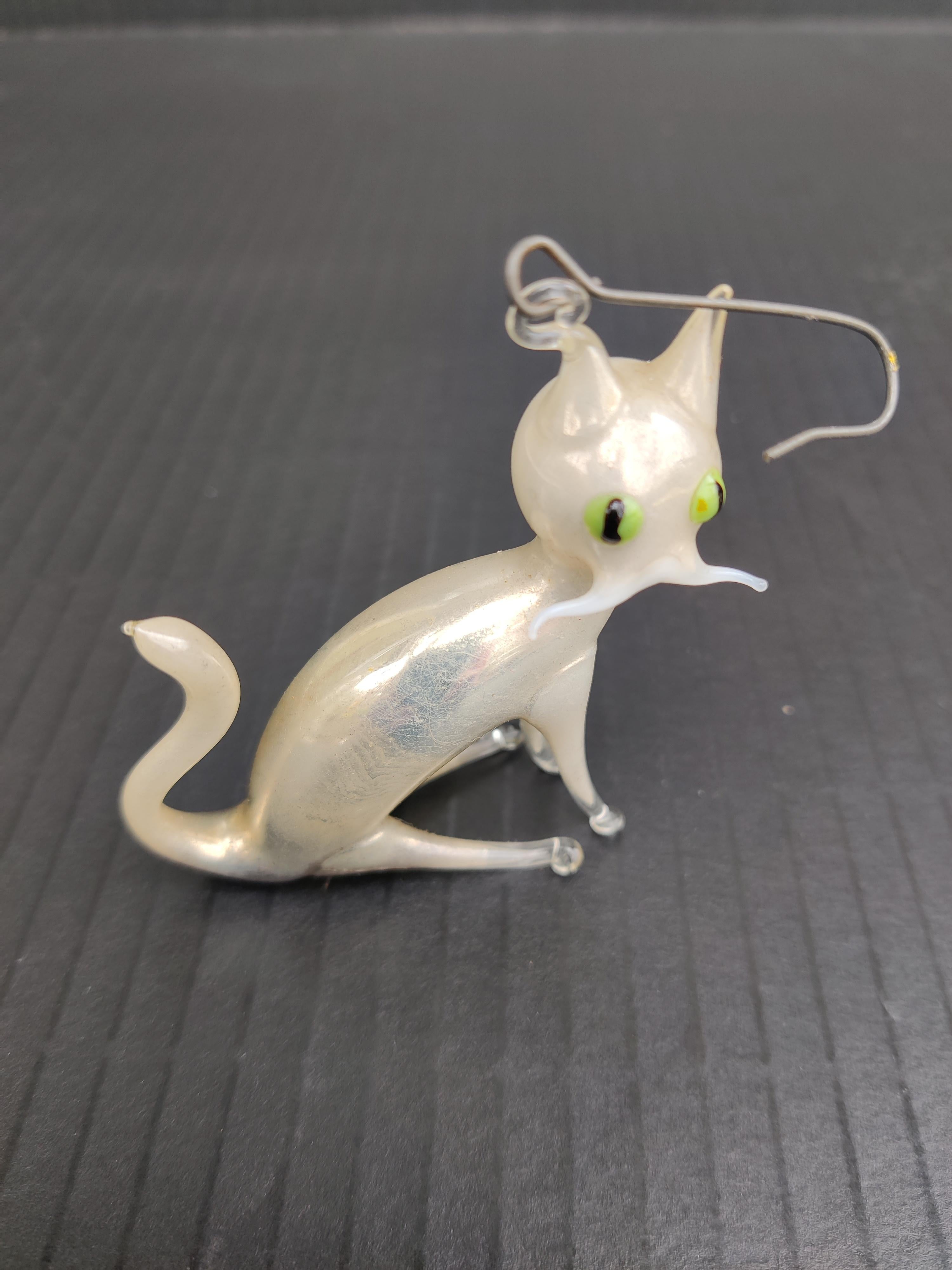Cat German Blown-Glass Ornament For Sale 1