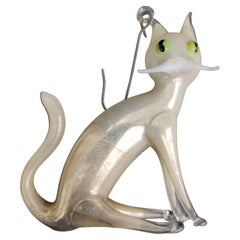 Adorno de vidrio soplado alemán Gato