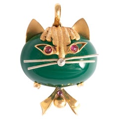 Vintage Cat Gold Pendant