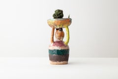 Cat Handmade Clay Planter Unique Edition with Hoya Heart Arrangement