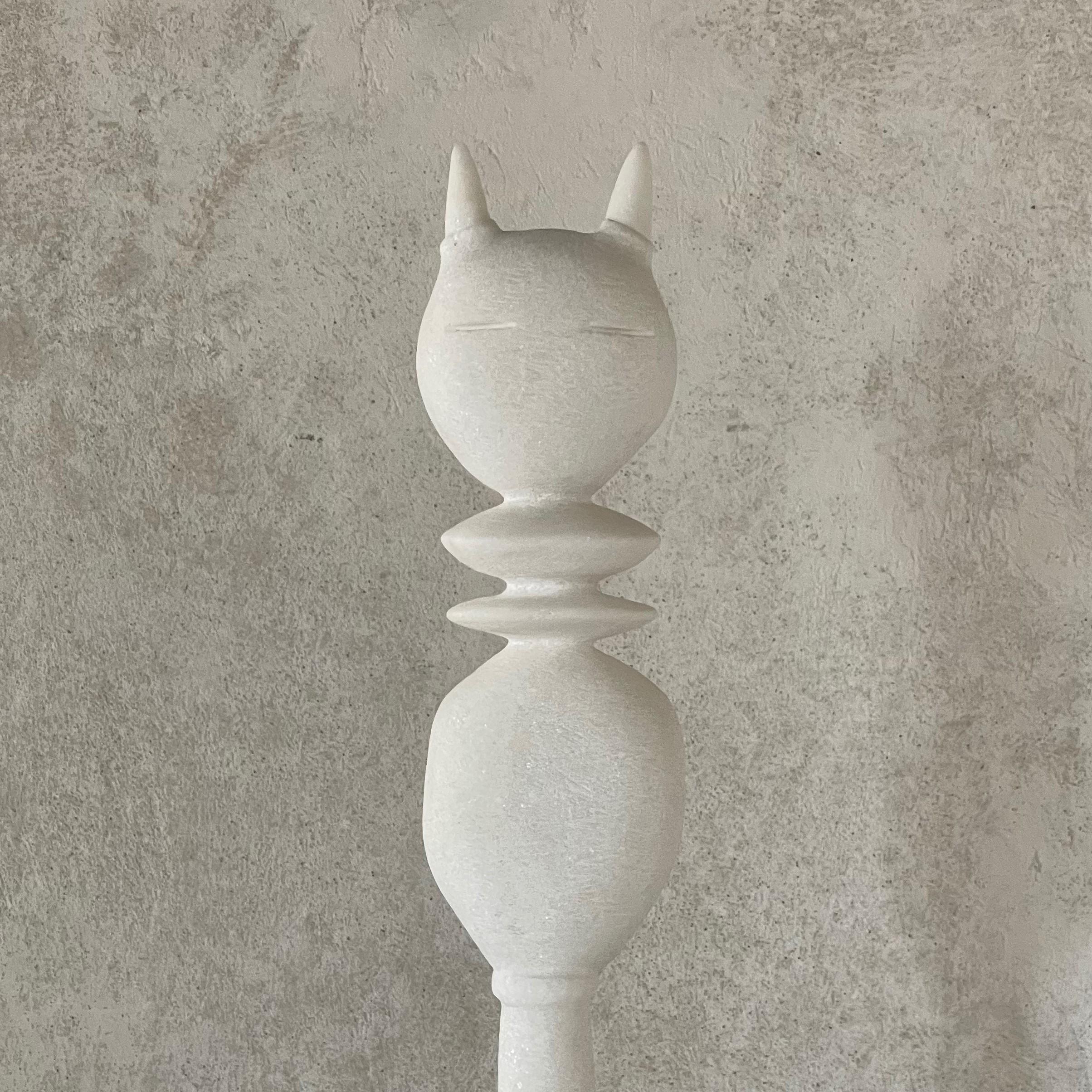 Greek Cat King, Marble Sculpture by Tom Von Kaenel For Sale