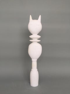 Cat King, Rare Naxian Marble Sculpture by Tom Von Kaenel