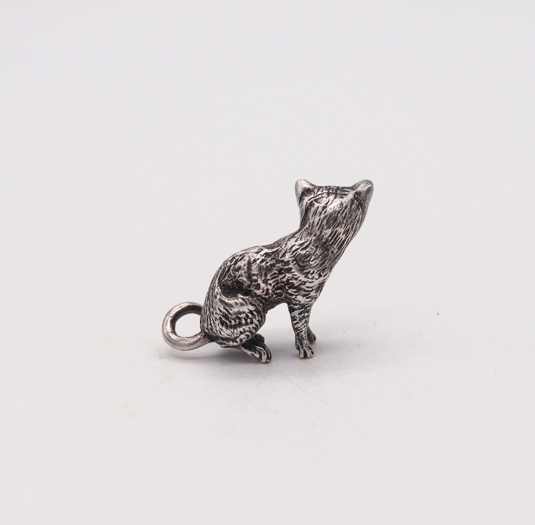 Figurine of a cat in solid sterling.

This is a beautiful and very well made figurine of a seated cat created in Firenze Italy, back in 1970. The little decorative lovely cat has been crafted in solid sculpted .925/.999 sterling silver with chiseled