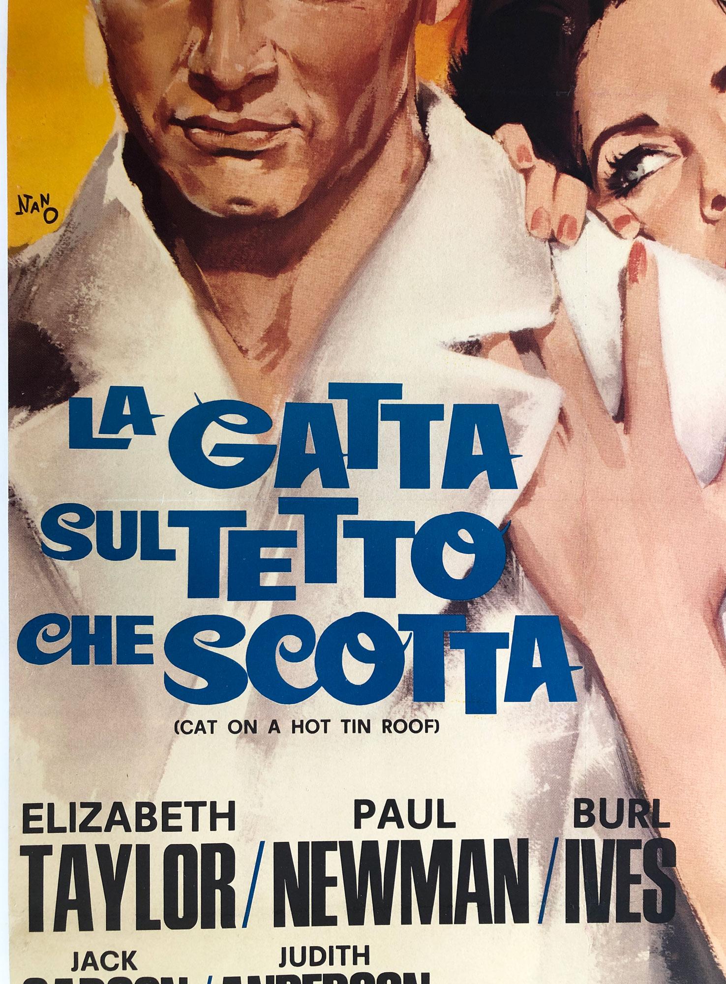 20th Century Cat on a Hot Tin Roof Original Large 2 Foglio, Italian Film Movie Poster, R1966