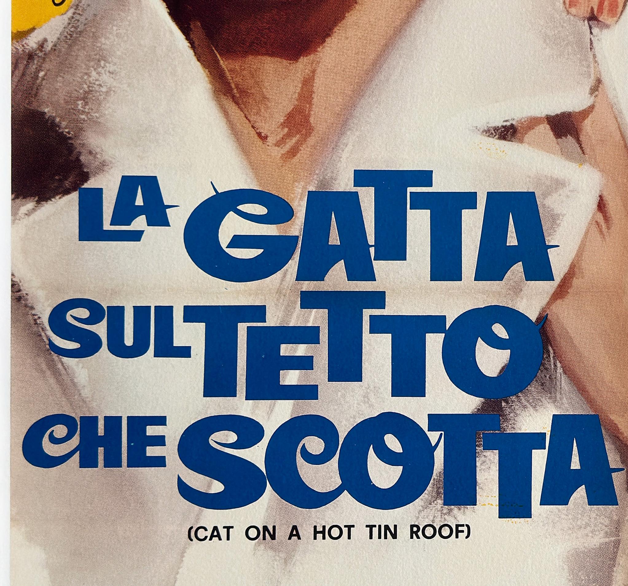 Lin Affiche italienne du film 2 Foglio, Silvano Campeggi, Cat on a Hot Tin Roof R1966 en vente