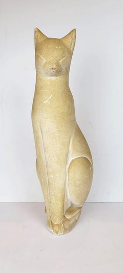 Cat Plaster Sculpture Signed J Nam, Pseudonym Of Jacques Lehmann (1881-1974)