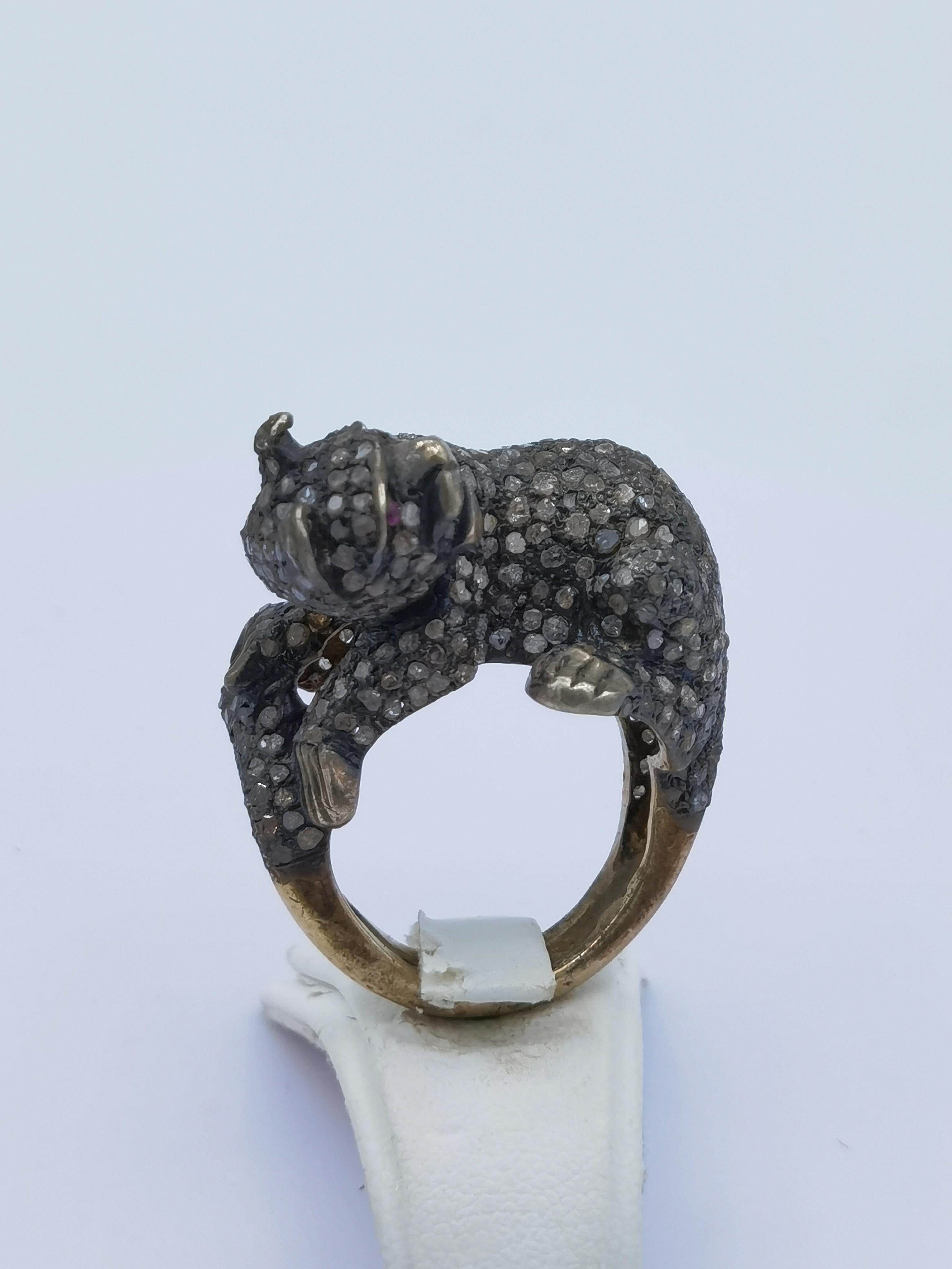 Cat ring old cut diamond  For Sale 1