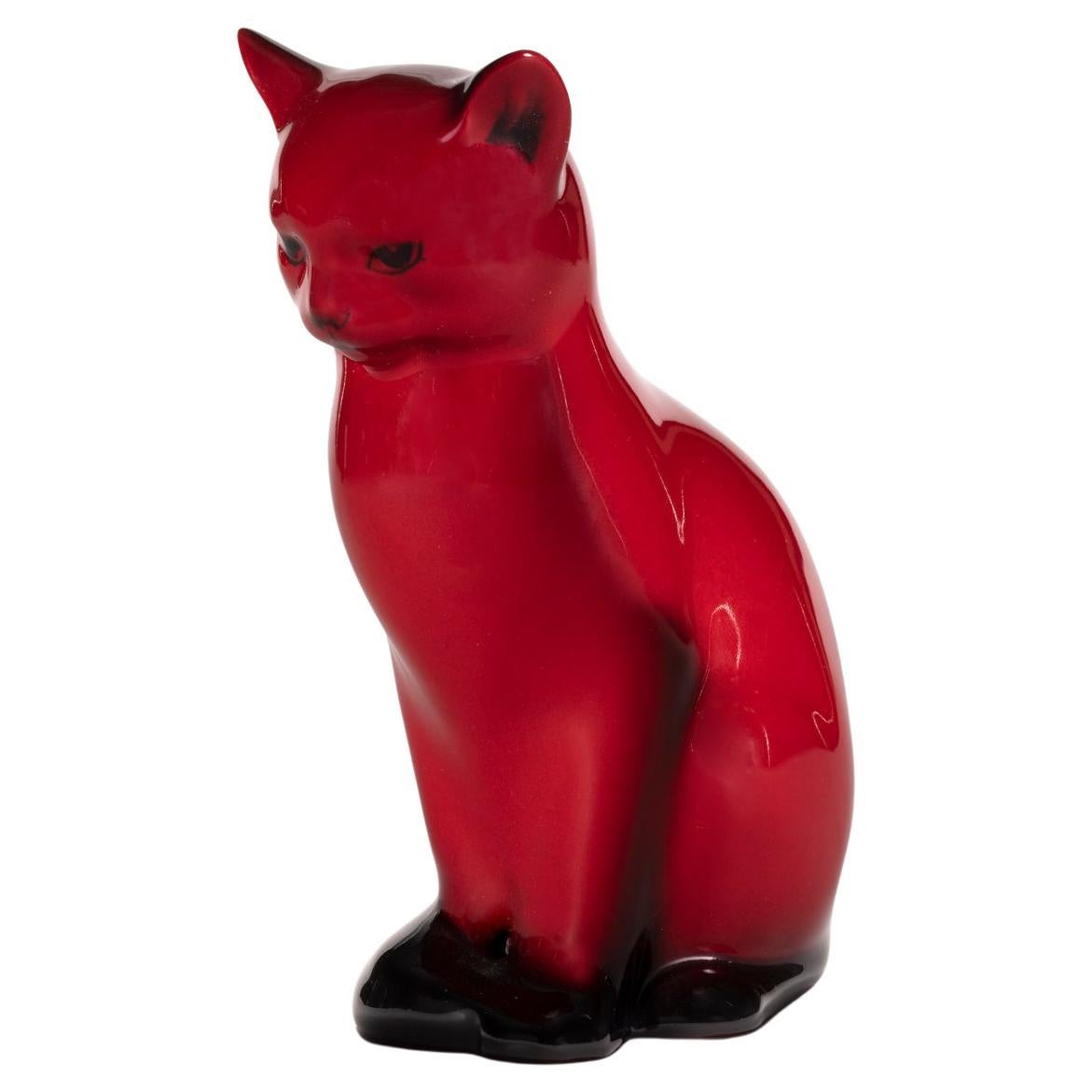 Figurine en porcelaine Flambe rouge «CAT » de Royal Doulton en vente