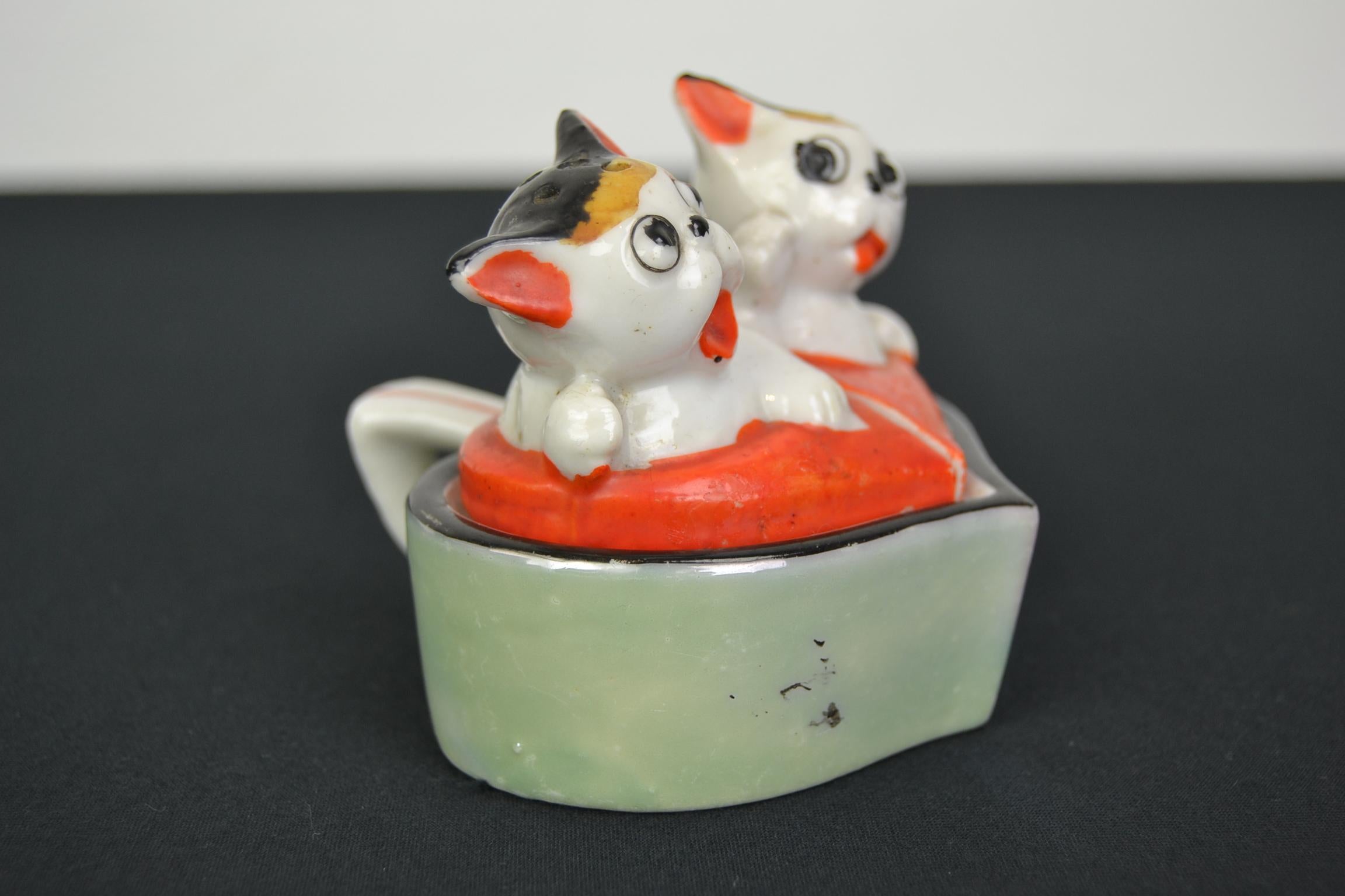 Cat Salt and Pepper Shakers and Mustard Pot by Klimax For Sale 6
