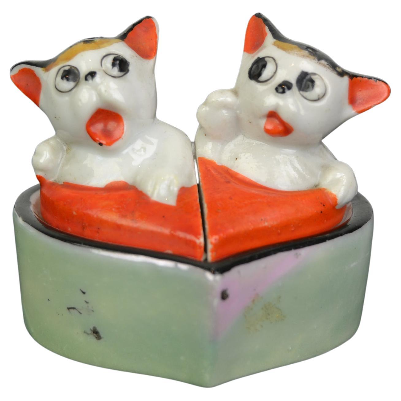 Cat Salt and Pepper Shakers and Mustard Pot by Klimax For Sale