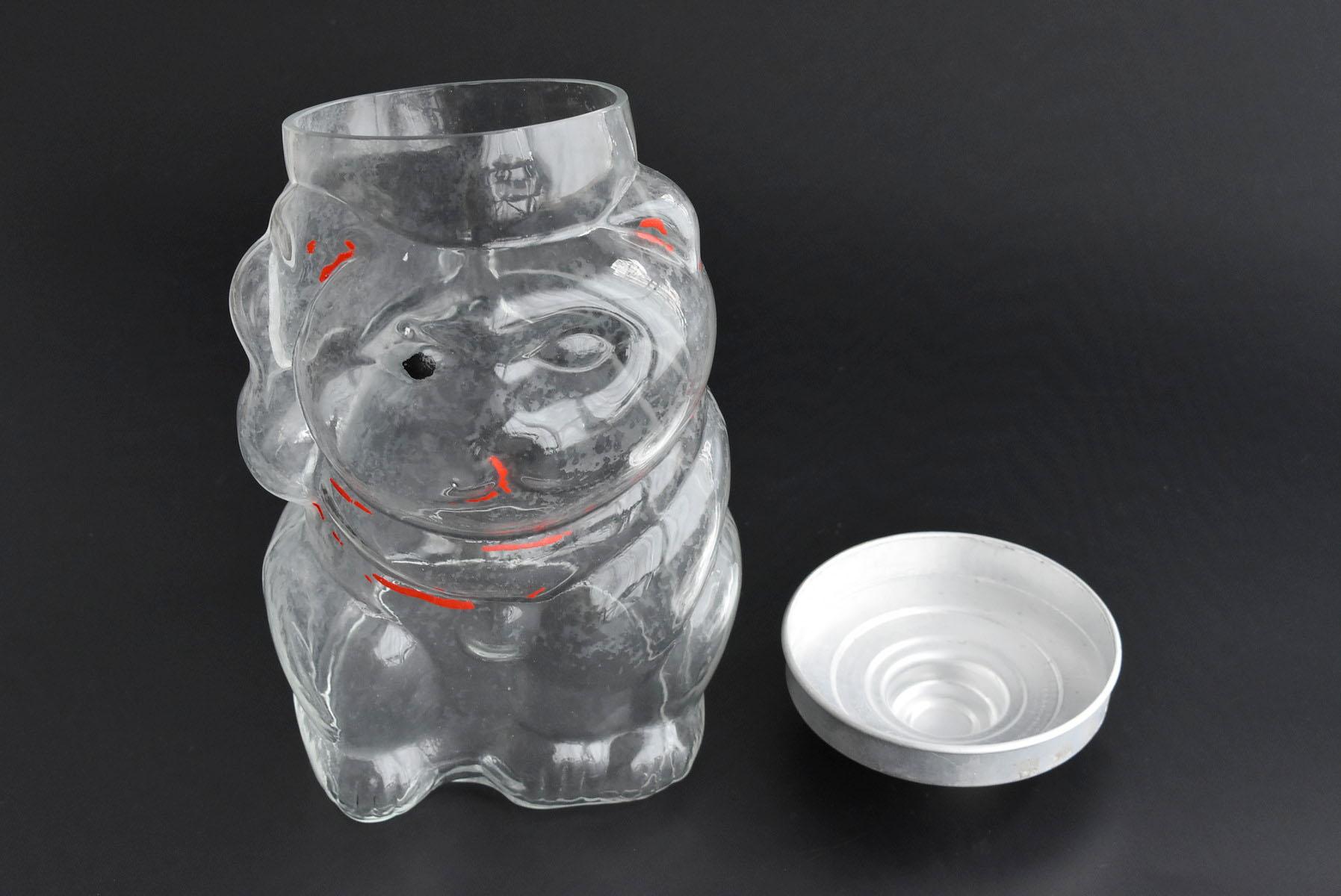 Blown Glass Cat-Shaped Glass Bottle Made in the Showa Period in Japan / Lucky Cat