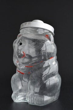 Cat-Shaped Glass Bottle Made in the Showa Period in Japan / Lucky Cat