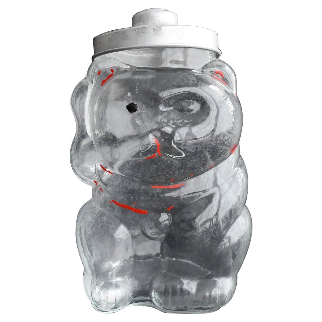 Cat-Shaped Glass Bottle Made in the Showa Period in Japan / Lucky Cat
