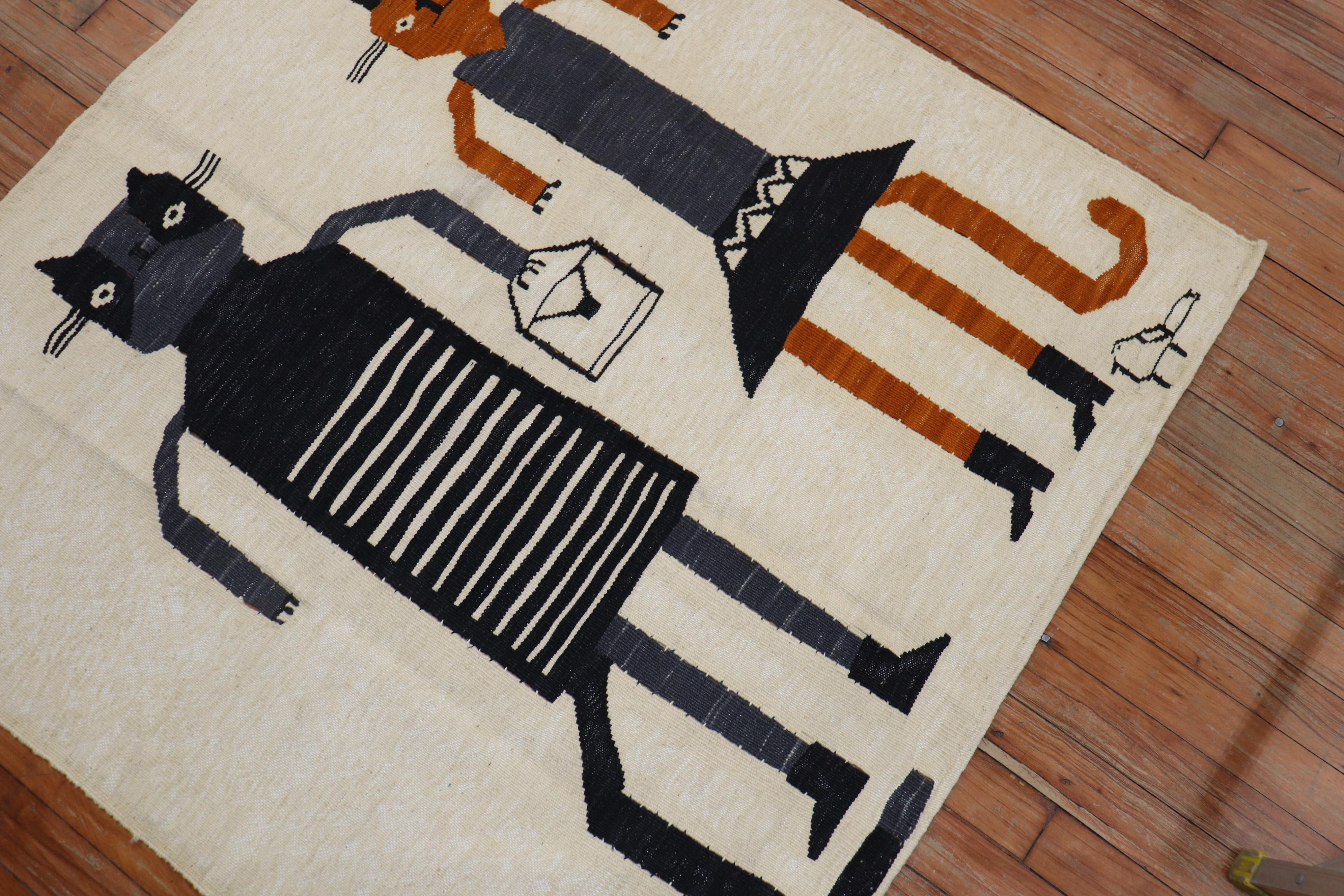 Wool Cat Shopper Persian Flat-Weave