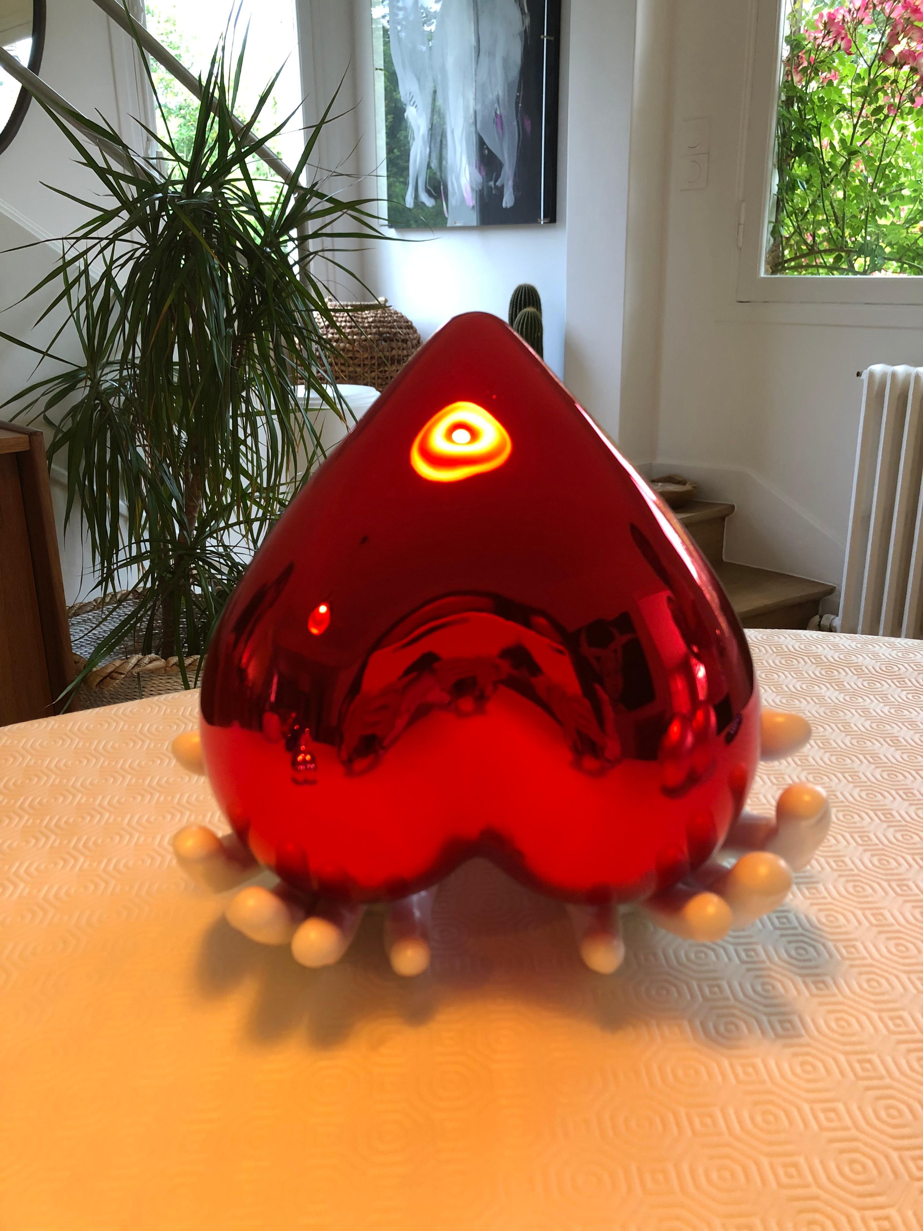 Cœur ouvert - Rouge - Sculpture de Cat Sirot