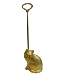 Cat Statue Door Stop, Brass, Art Deco Style Vintage German