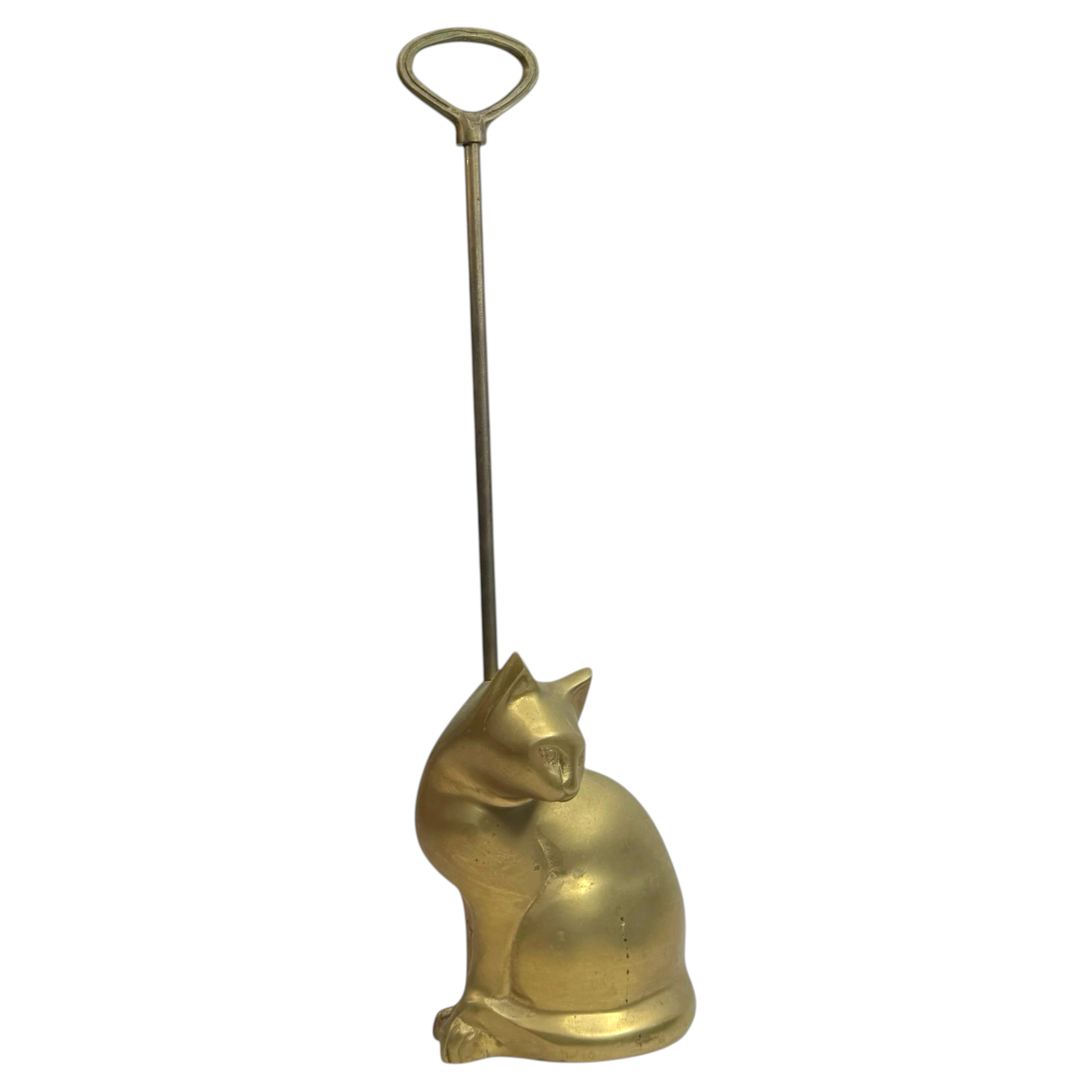 Cat Statue Door Stop, Brass, Art Deco Style Vintage German