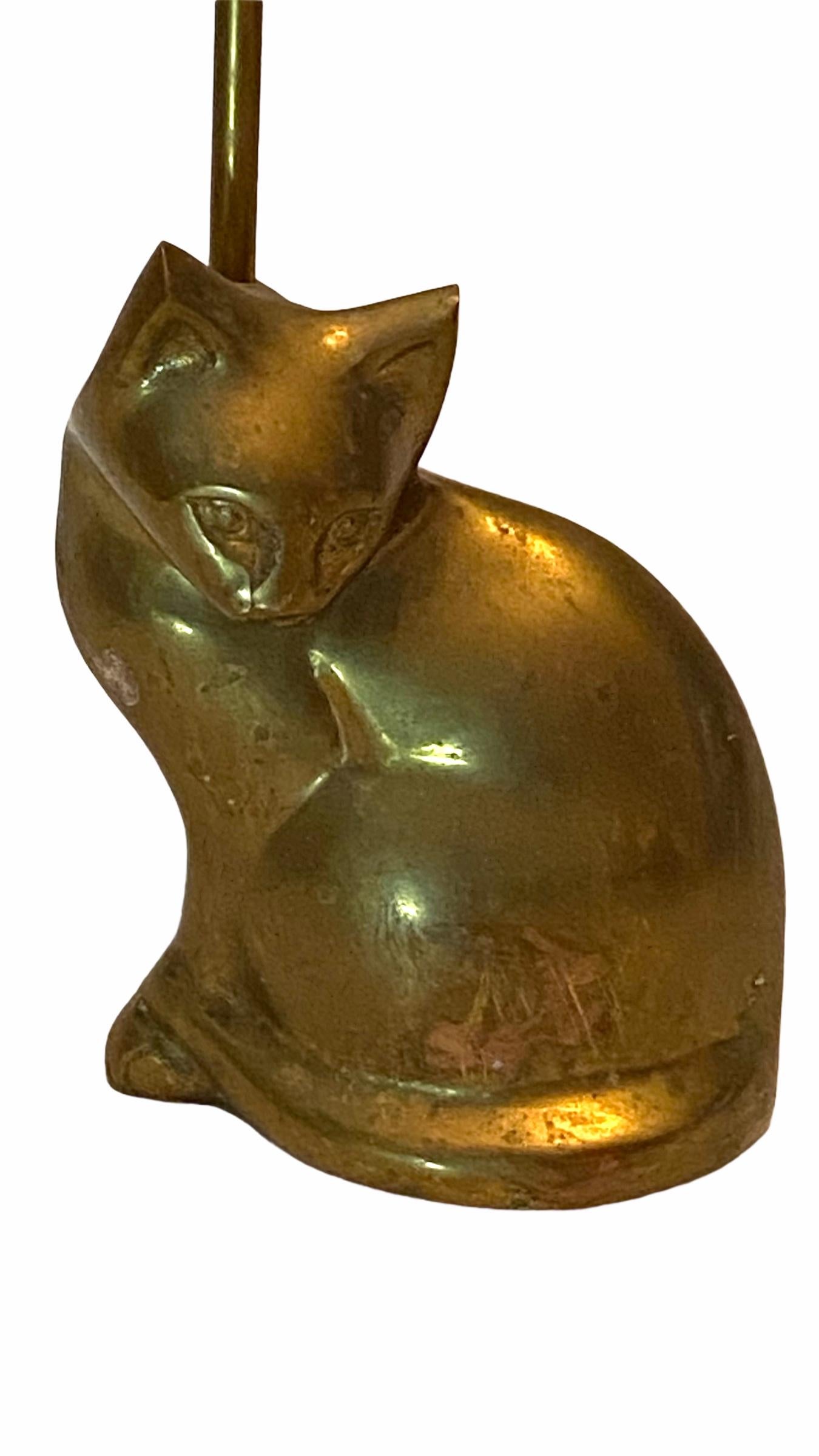 Metal Cat Statue Door Stop, Brass, Art Deco Vintage German