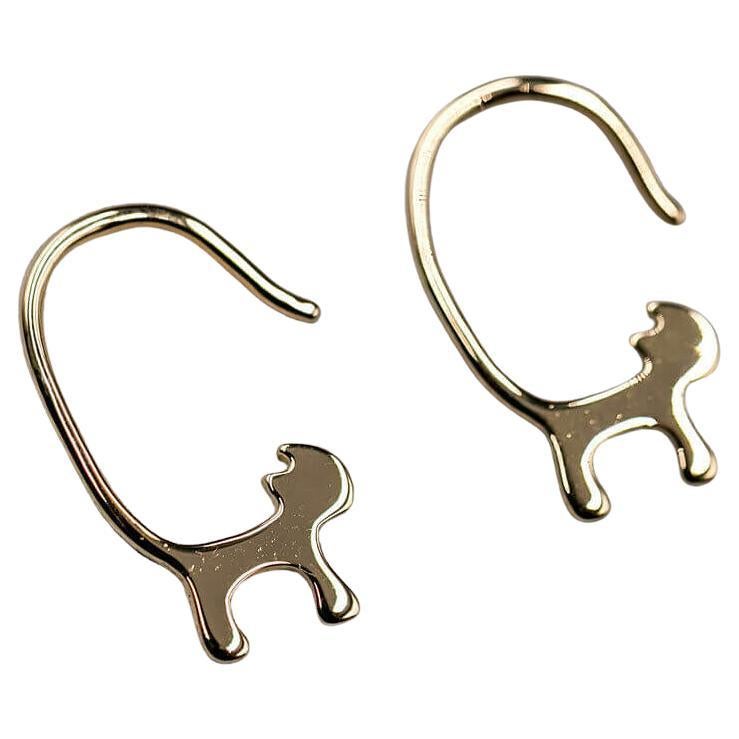 Cat Tail Earrings 18K Yellow Gold Hook Earrings For Sale