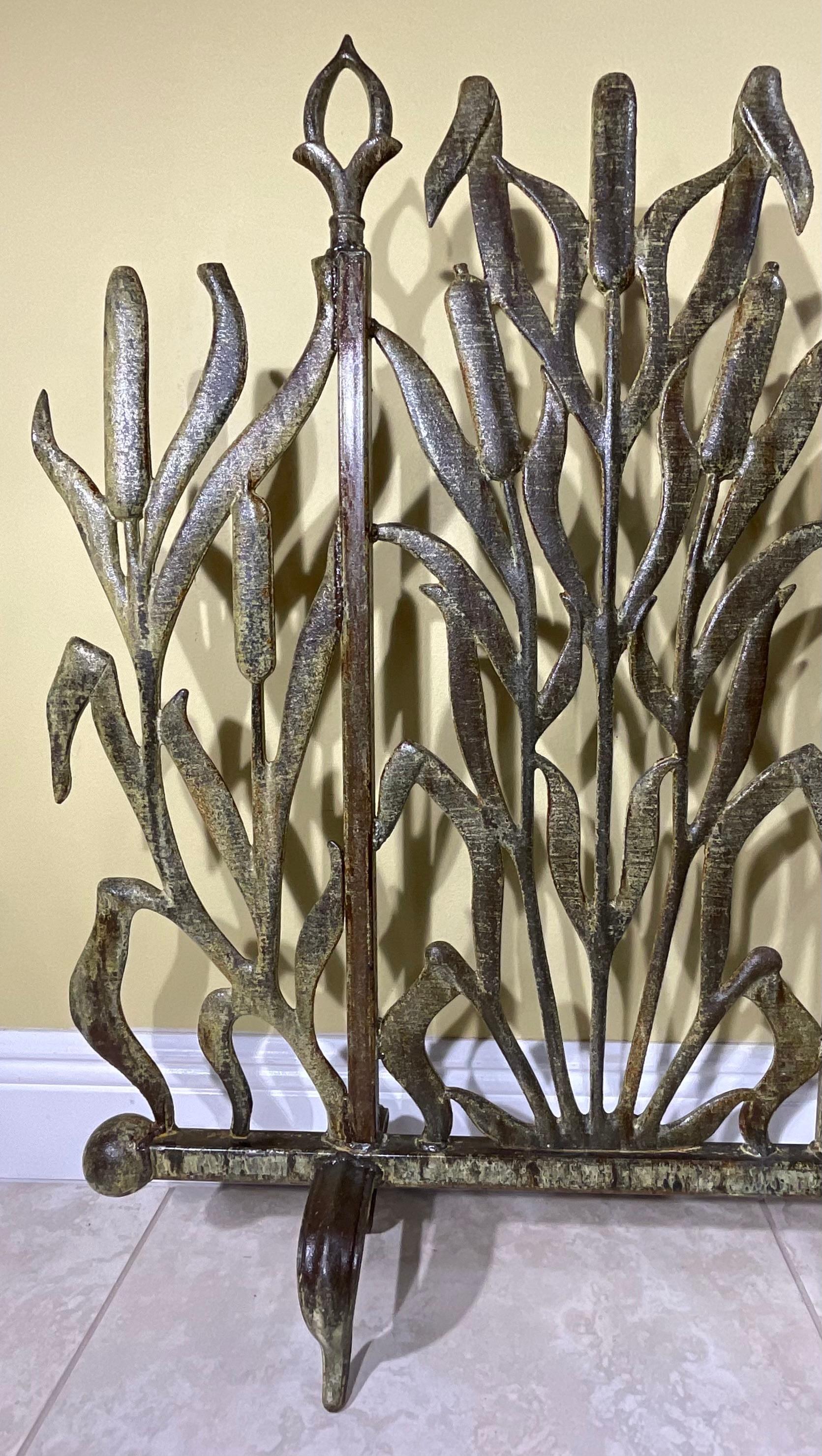 Cat Tail  Iron Fireplace Screen For Sale 6