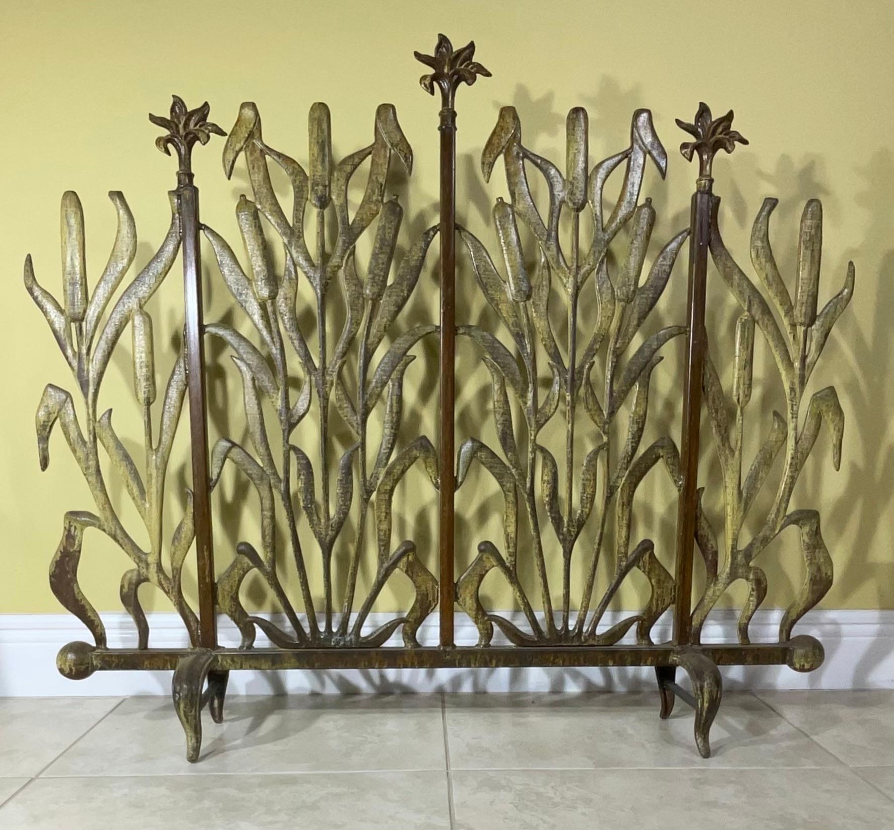 American Cat Tail Iron Fireplace Screen