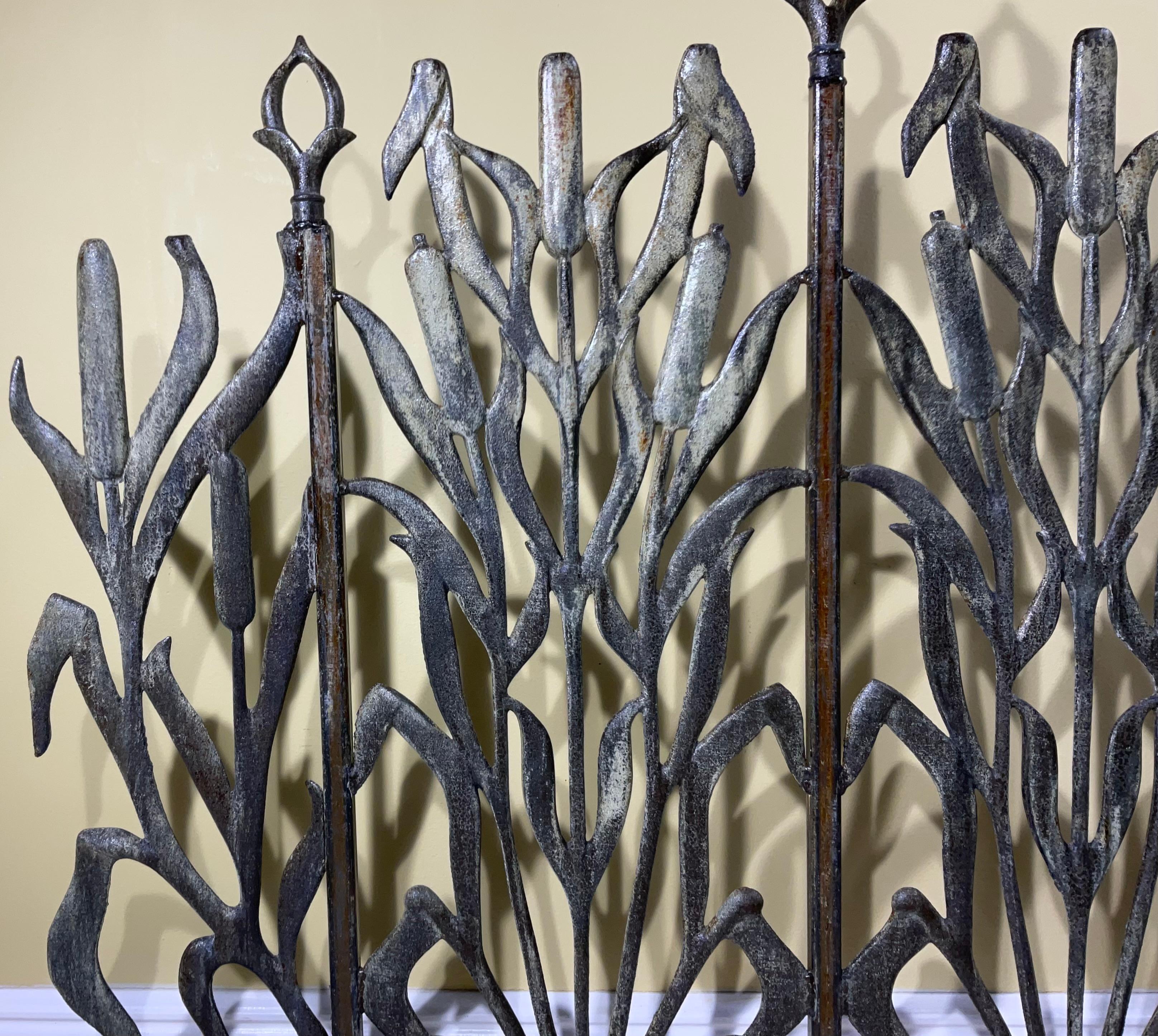 Contemporary Cat Tail  Iron Fireplace Screen