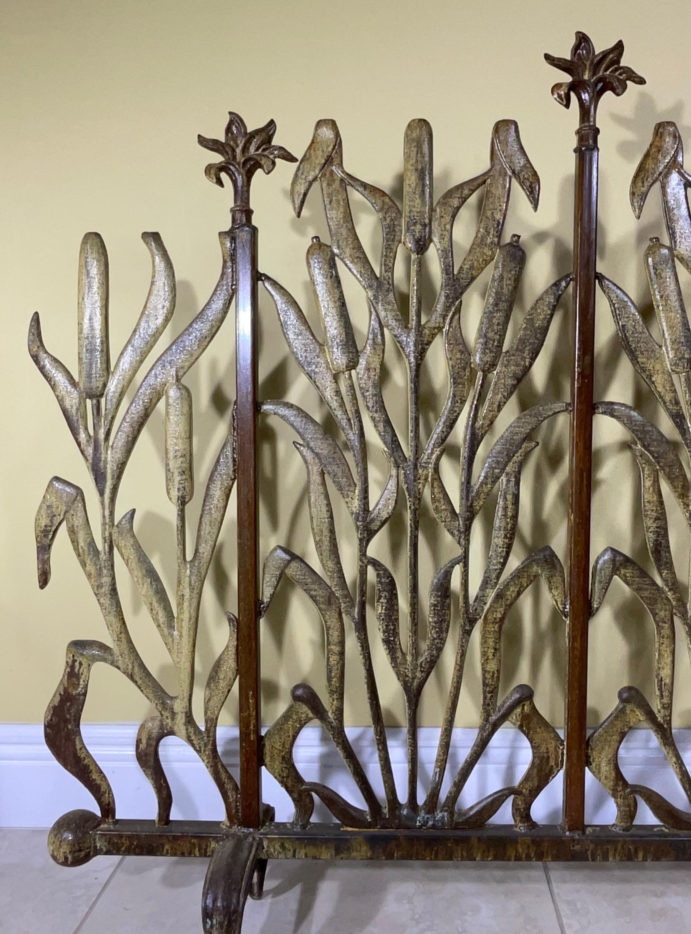 Contemporary Cat Tail Iron Fireplace Screen