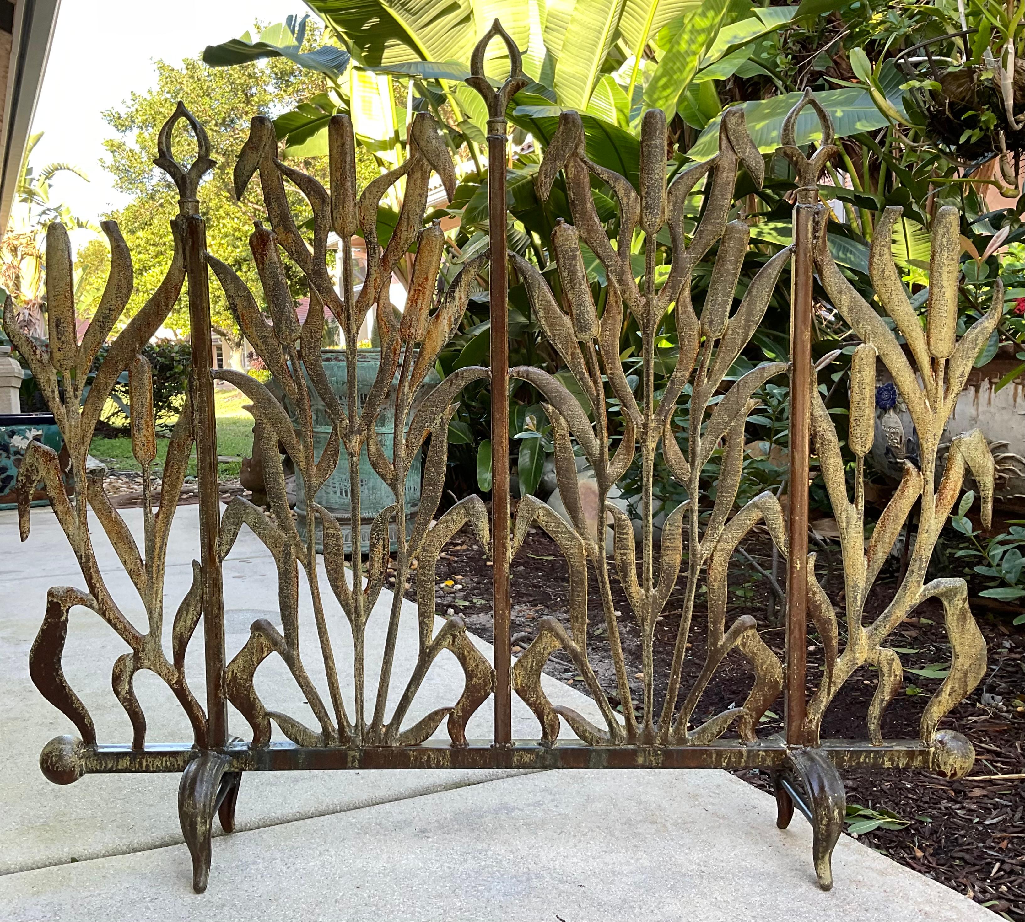Cat Tail  Iron Fireplace Screen For Sale 1