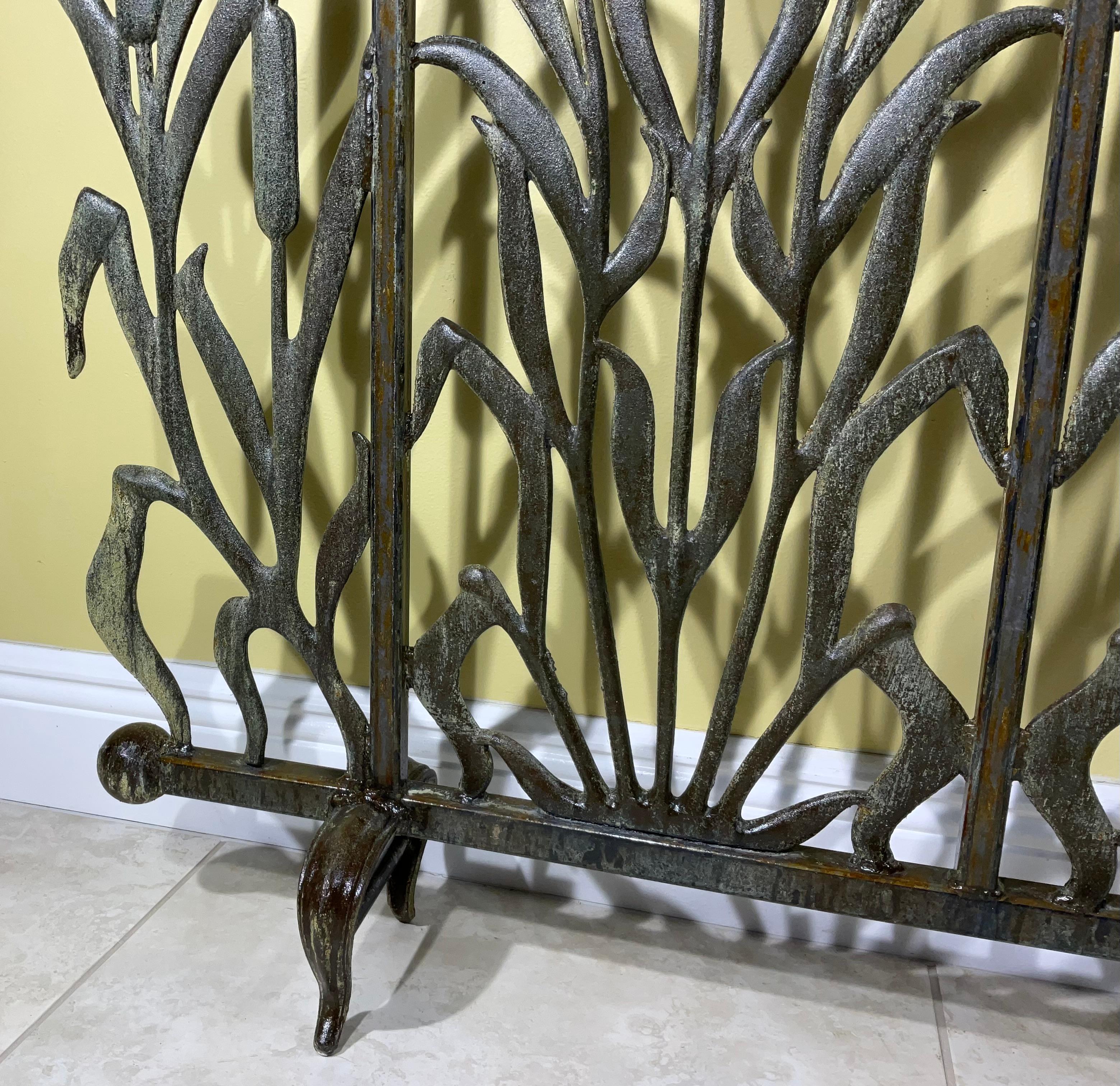 Cat Tail Iron Fireplace Screen For Sale 1
