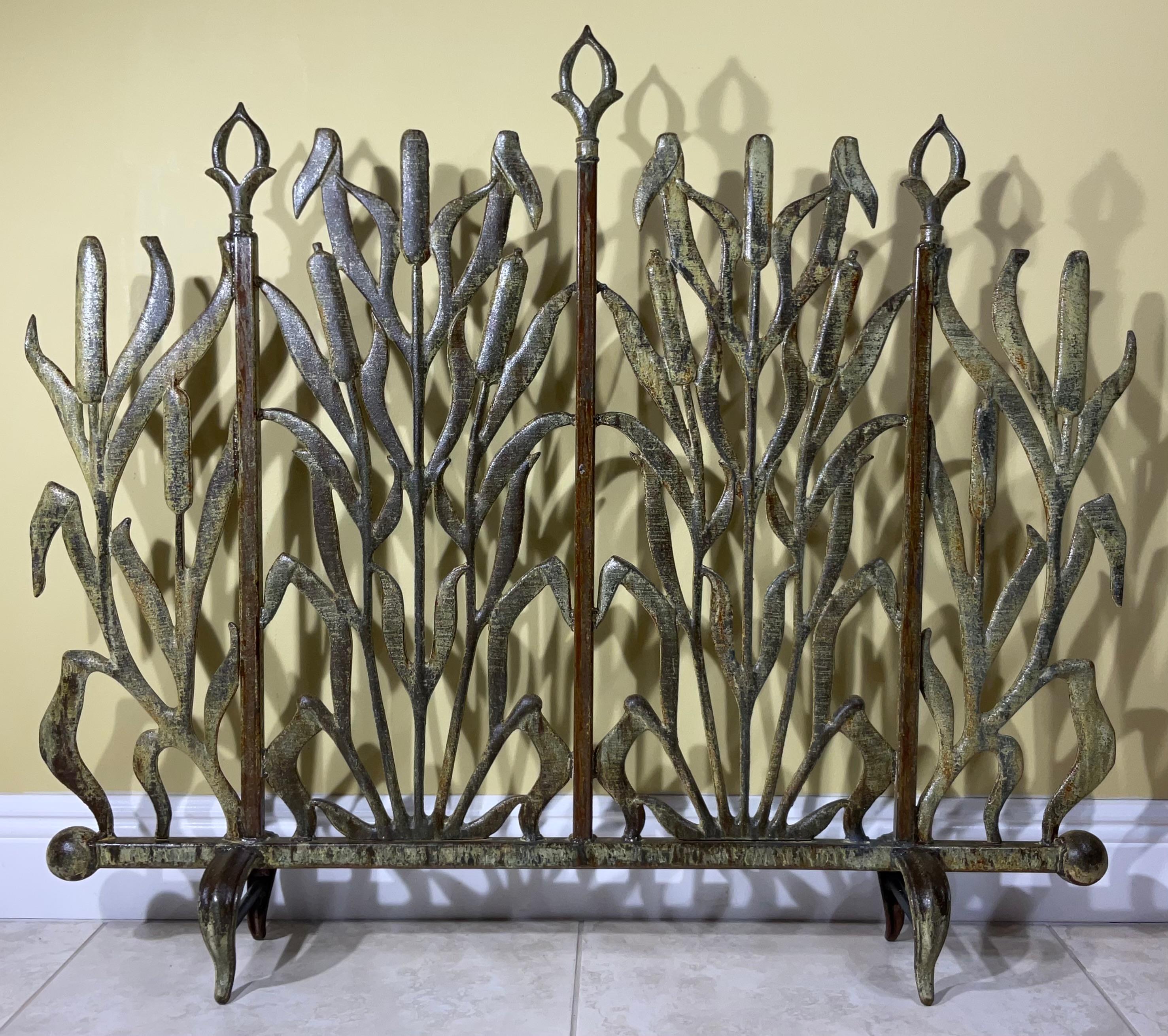 Cat Tail  Iron Fireplace Screen For Sale 3