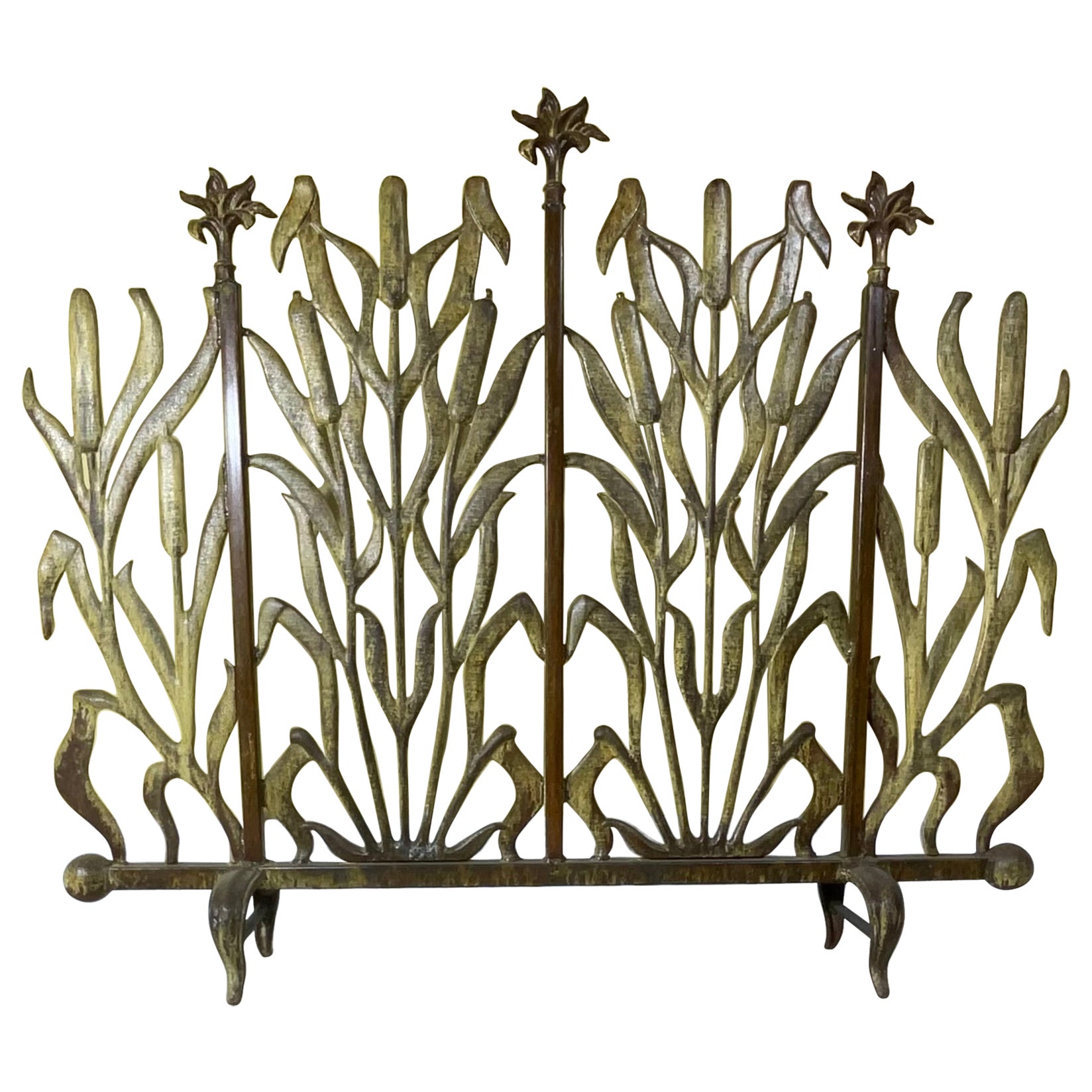 Cat Tail Iron Fireplace Screen