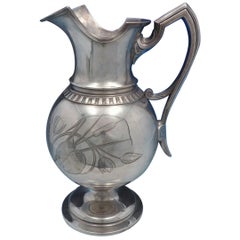 Cat Tails by Whiting Sterling Silver Water Pitcher Bright-Cut #326