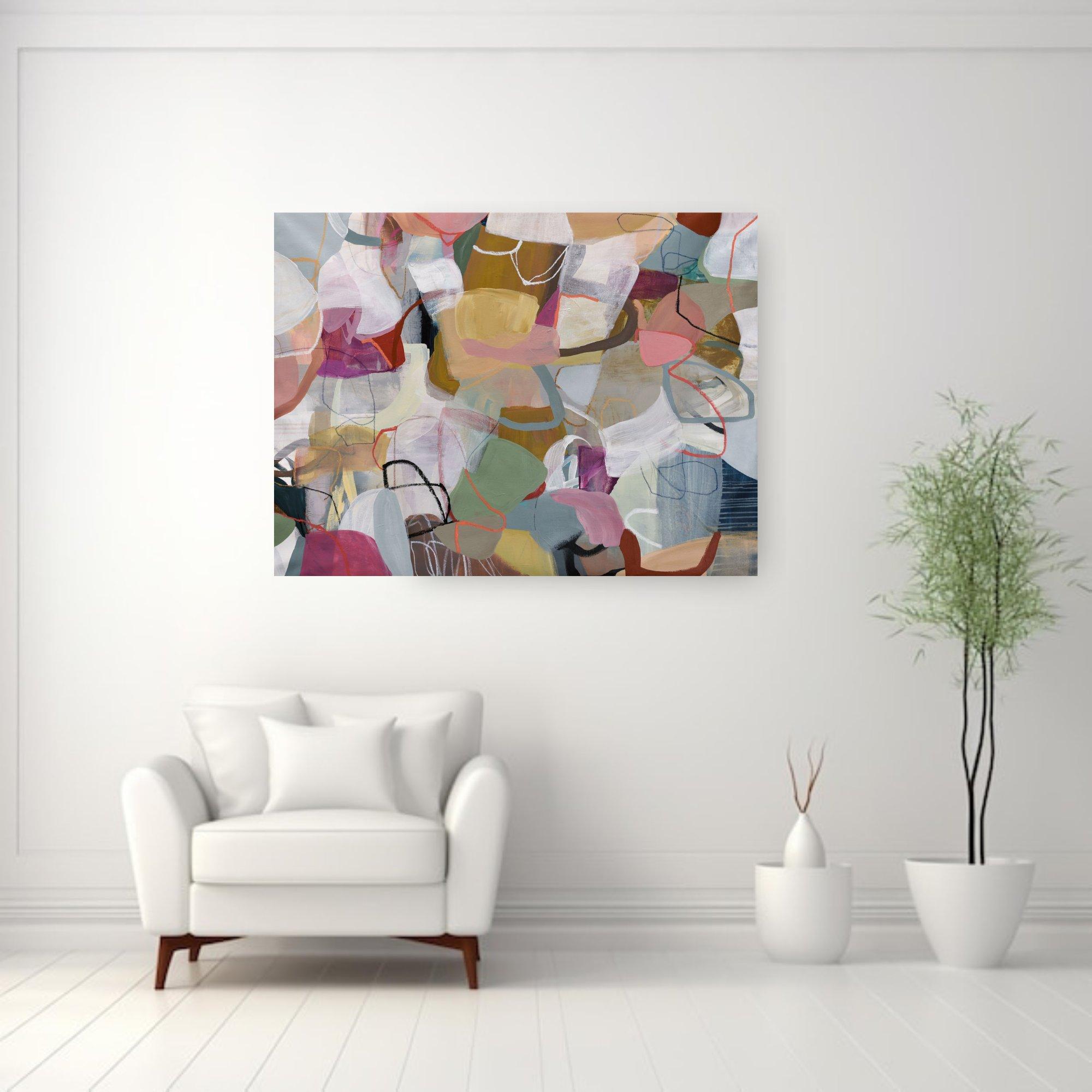 Dreaming of Wildflowers -pittura astratta originale multimediale- arte contemporanea - Painting di Cat Tesla