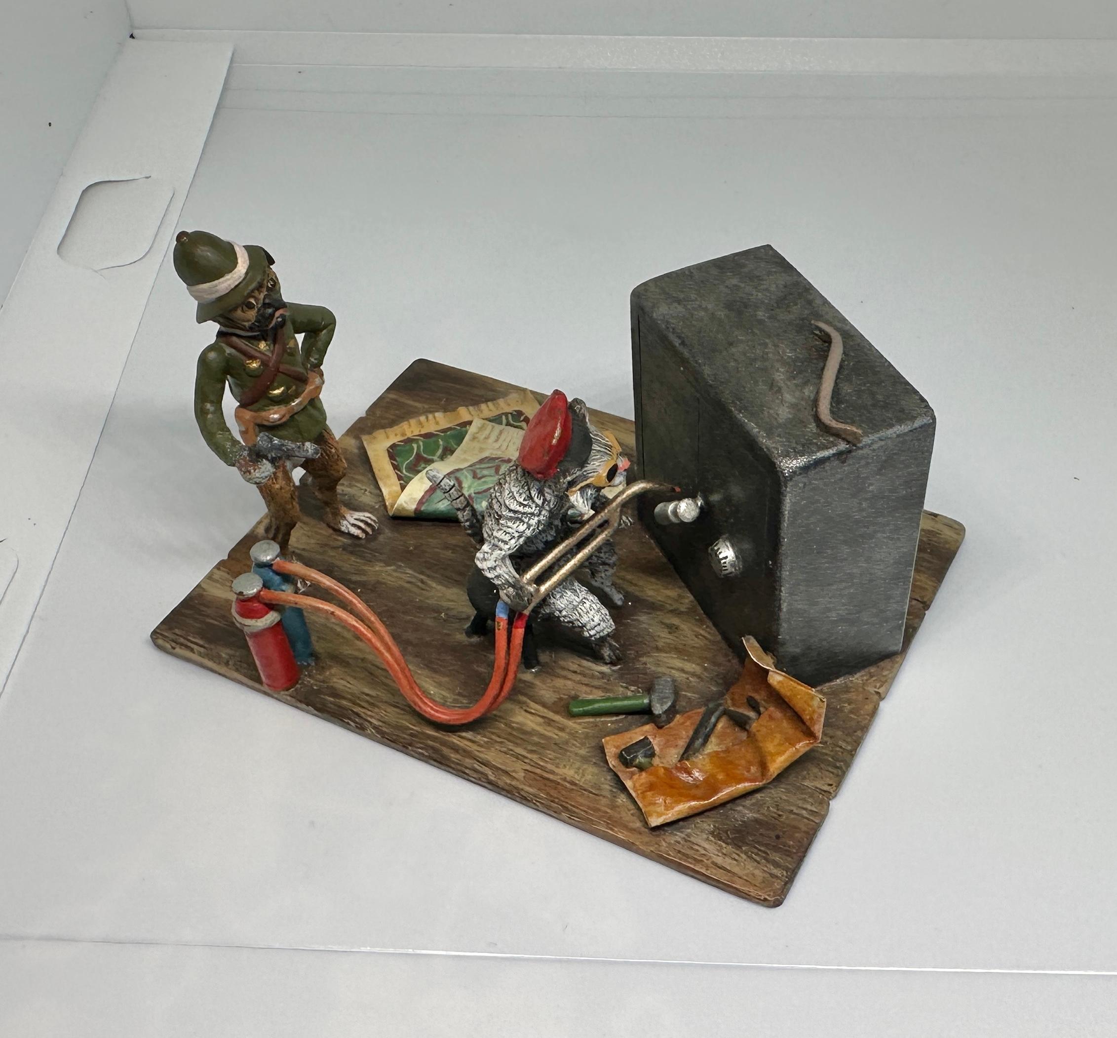 Katzendieb Mops Hund Police Maus Tresorknacken Austrian Vienna Bronze Antique 1900 im Angebot 1