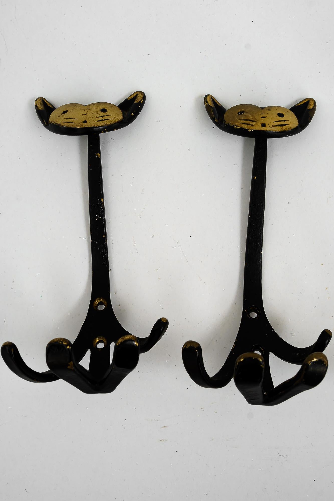 Blackened Cat Wall Hooks by Walter Bosse, 'Price Per Piece' For Sale