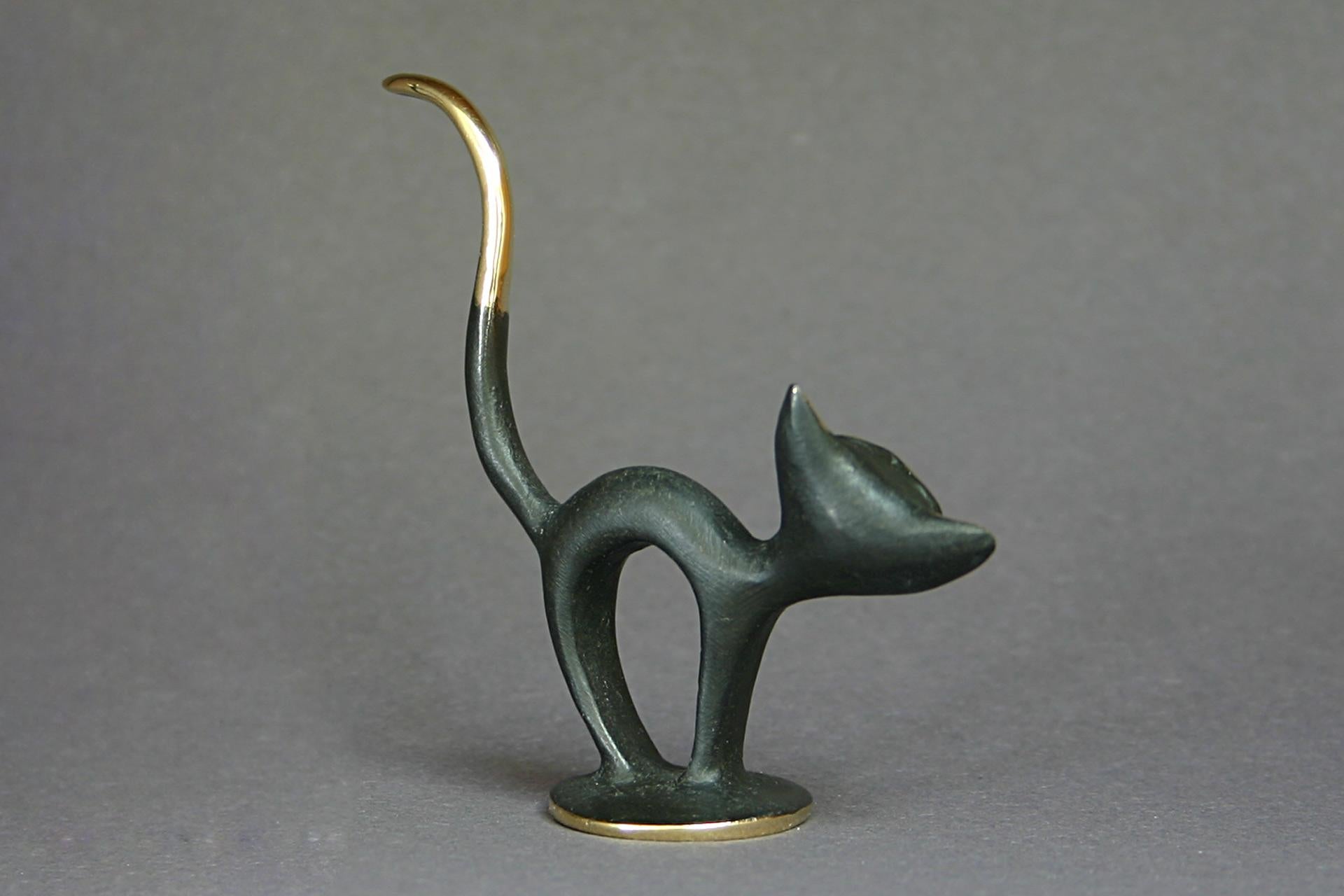 Mid-Century Modern CAT Walter Bosse figurines brass patinated new Vienna Austria TALISMAN