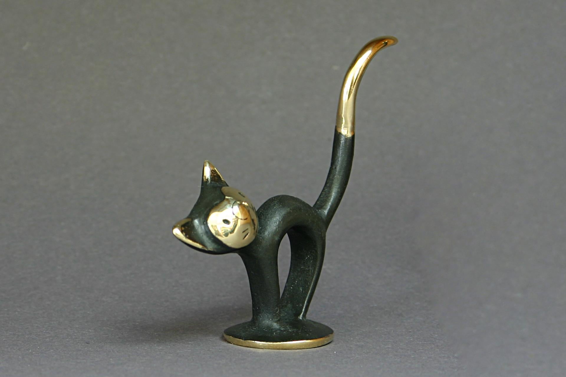 Patinated CAT Walter Bosse figurines brass patinated new Vienna Austria TALISMAN