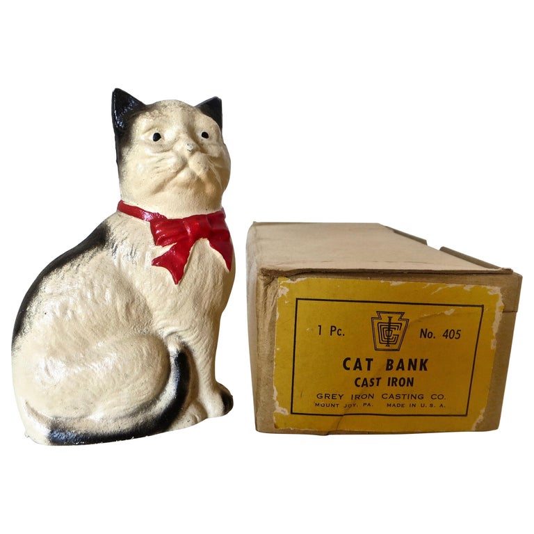 "Cat With A Bow Seated" Still Bank, American, circa 1970 For Sale