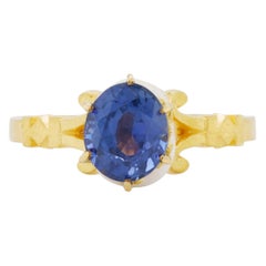 Catacomb Saint Skull Ring in 22 Karat Gold, Enamel and Violet Blue Sapphire