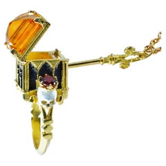 Catacomb Saints Poison Chamber Ring in 18 Karat Gold with Citrine and Garnets