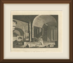 Catacombs of the Aruntii, Roman Tomb, Italy, Antique Engraving, circa 1820