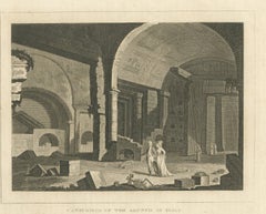 Catacombs of the Aruntii, Roman Tomb, Italy, Antique Engraving, circa 1820