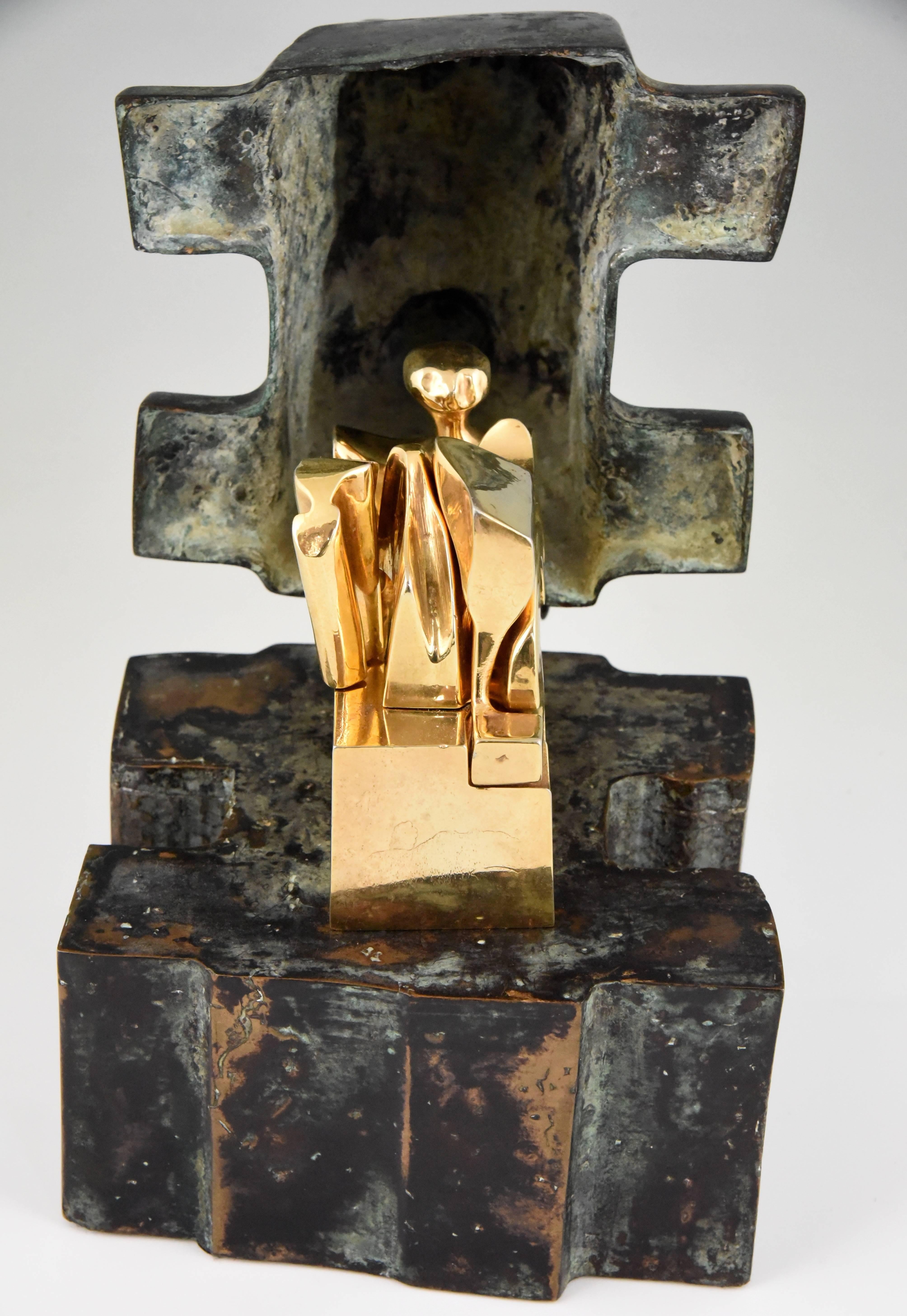 Catafalque Mid-Century Modern Bronze Figural Sculpture by Francis Baron, 1970 2