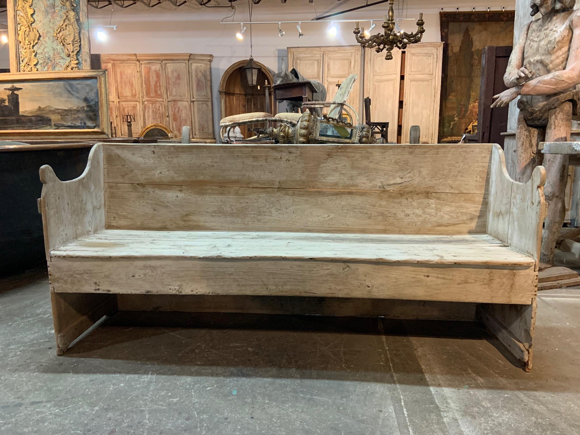A very handsome 18th century bench from the Catalan region of Spain. Beautifully constructed from apple and poplar woods. Fabulous patina!