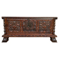Catalan Baroque Carved Walnut Cassone or Trunk, 18th Century
