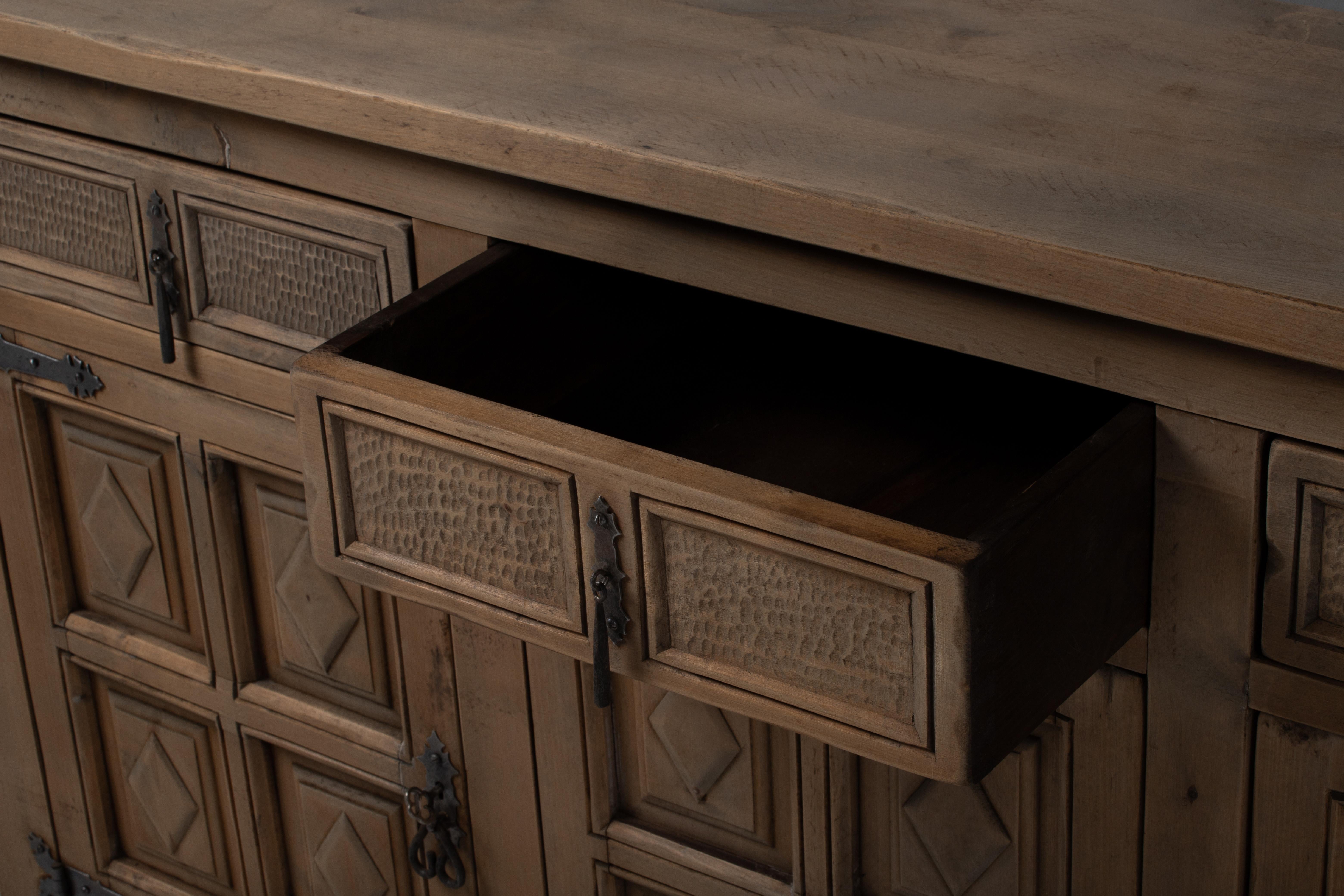 Catalan Carved Walnut Sideboard, 1940s For Sale 3