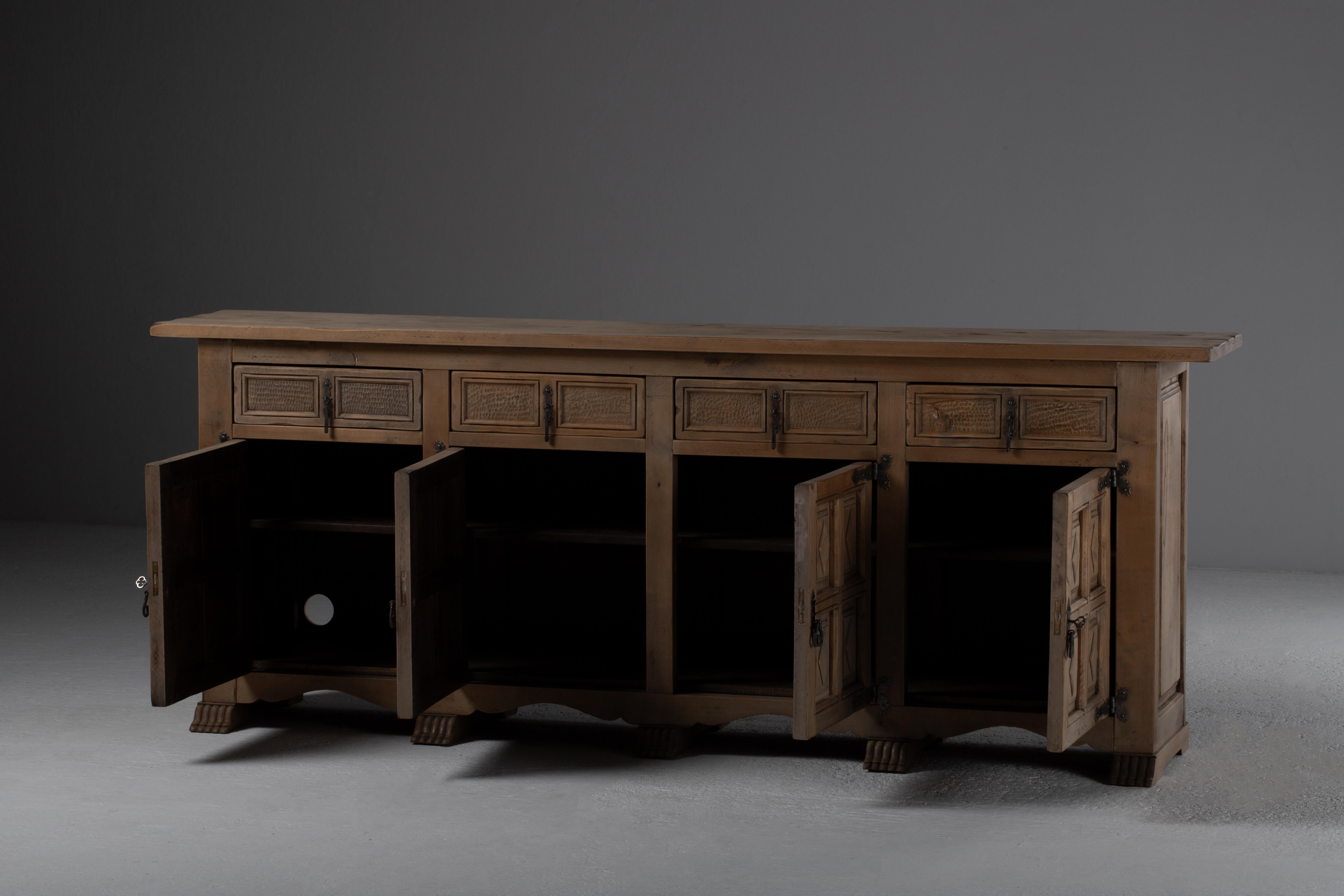 Catalan Carved Walnut Sideboard, 1940s For Sale 11