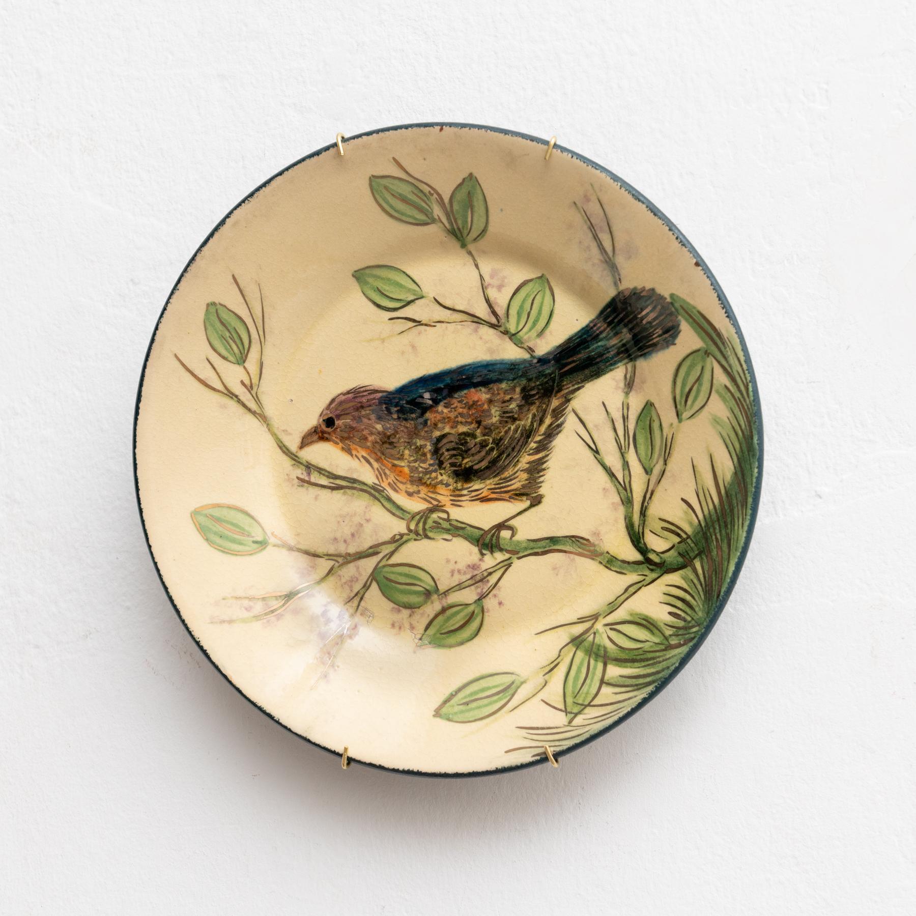 Mid-Century moderno Piatto in ceramica dipinto a mano Catalan Diaz Costa, 1960 circa in vendita