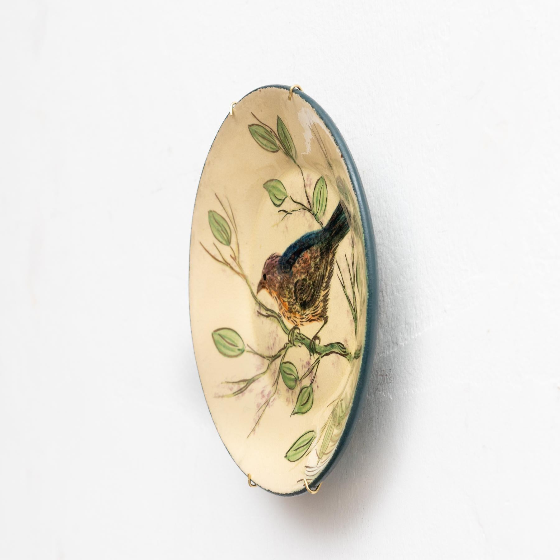 Metà XX secolo Piatto in ceramica dipinto a mano Catalan Diaz Costa, 1960 circa in vendita